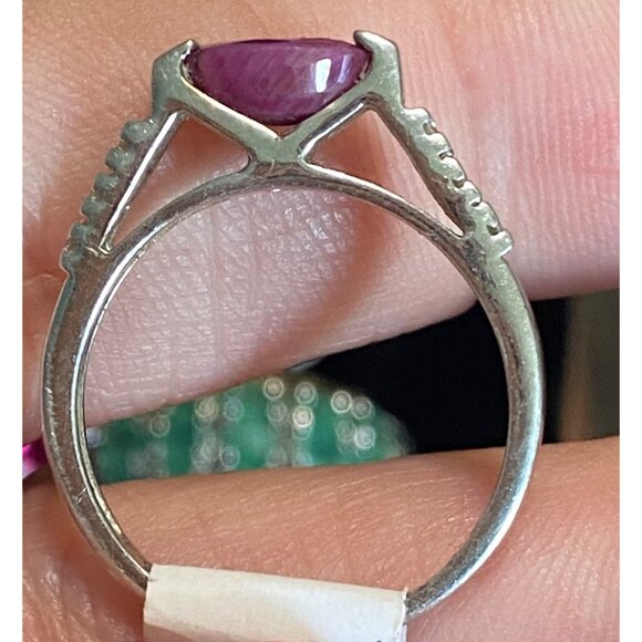 Ring Size 8 Pink Ruby CZ Sterling Silver 925 Women Semi-Precious Stone - Picture 5 of 10